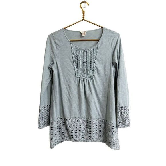 Sundance Tops - Sundance Crochet Detail Top Women's M Light Green Long Sleeve